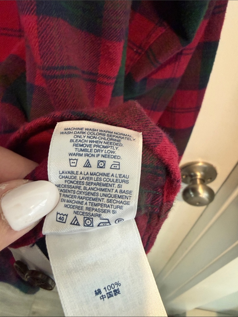 Lands’ End Men’s Xl super thick warm red and hunter green Flannel Shirt - Picture 11 of 11